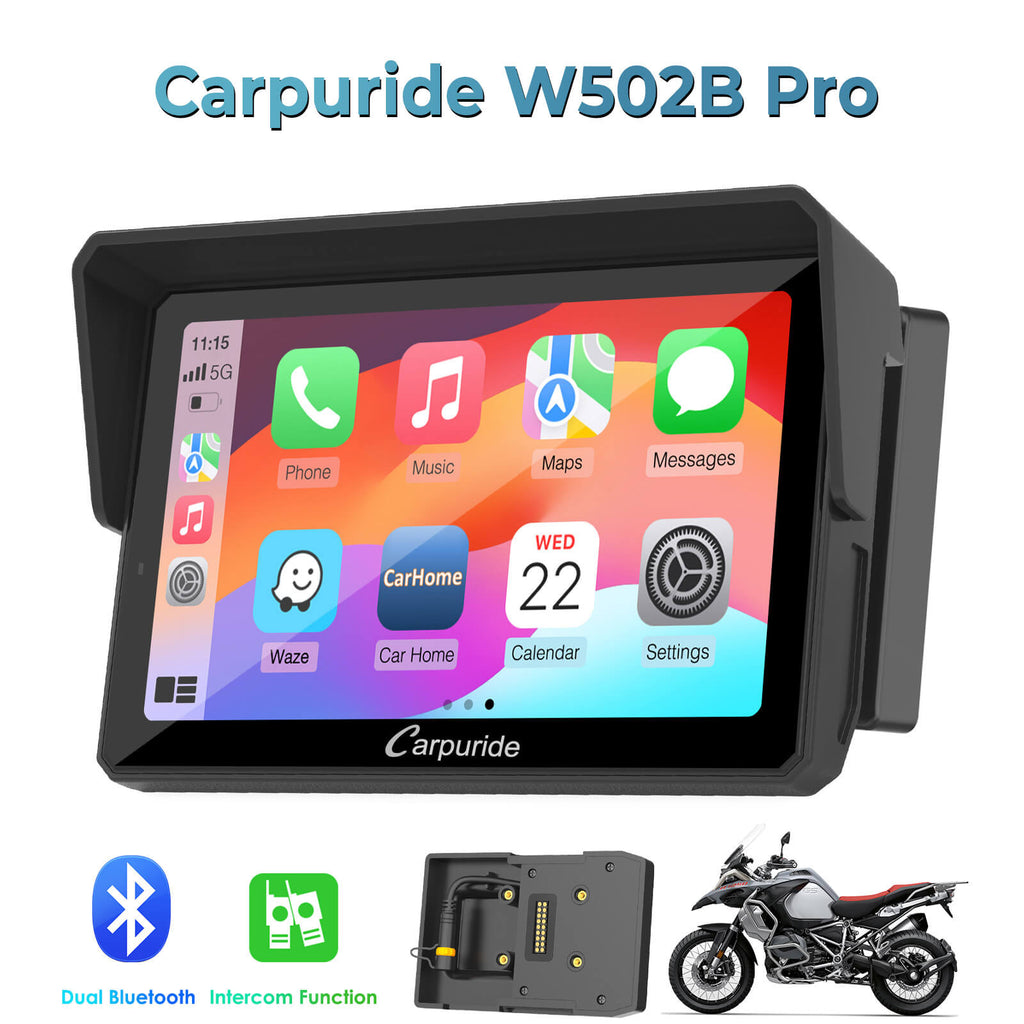 Carpuride W702B Pro/W502B Pro for BMW Motorcycles | Waterproof Stereo with Intercom, Compass & Barometer