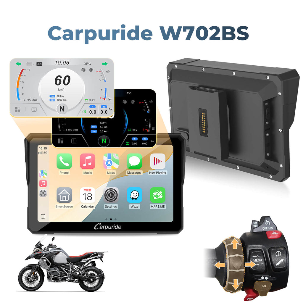 Carpuride W702BS BMW Motorcycle CarPlay with Wonder Wheel Control