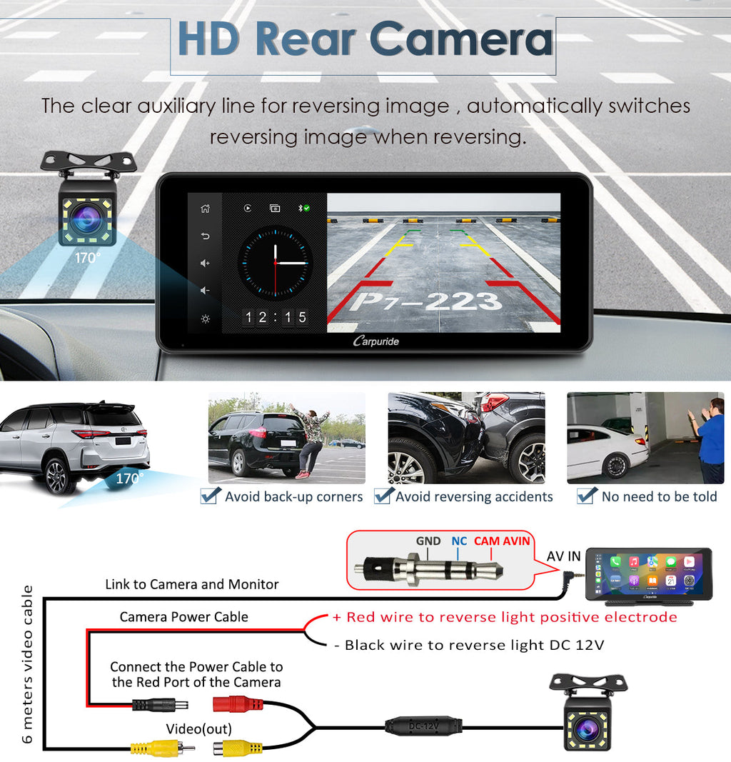 good car gps systems with HD rear camera use auxiliary line to help safer reversing
