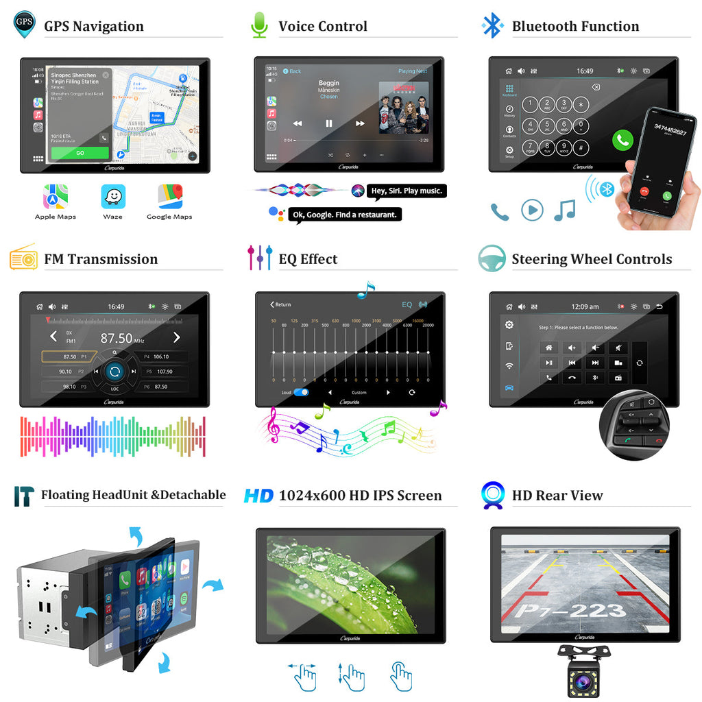 all features of double din car stereo with navigation 