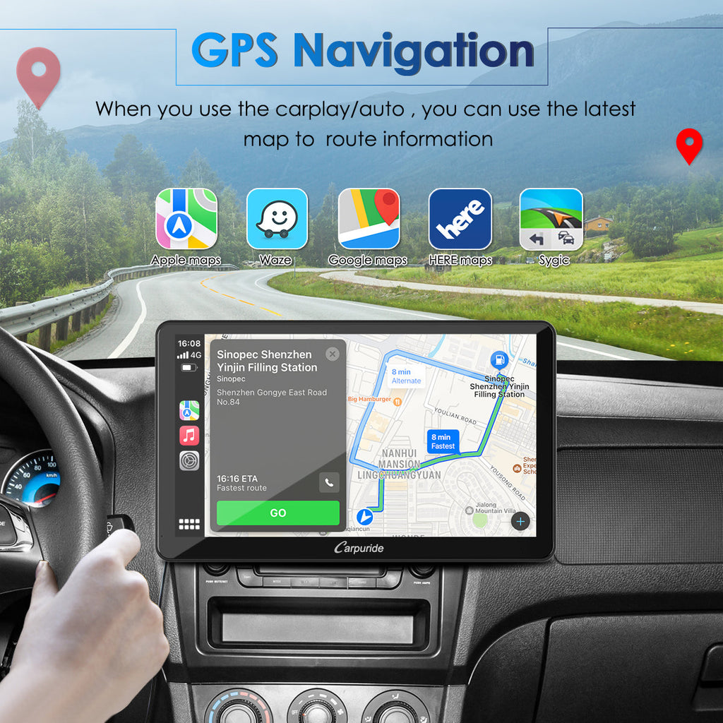CARPURIDE W101 Portable Smart Multimedia Dashboard Console with Steering Wheel Control Suitable for Larger Vehicles