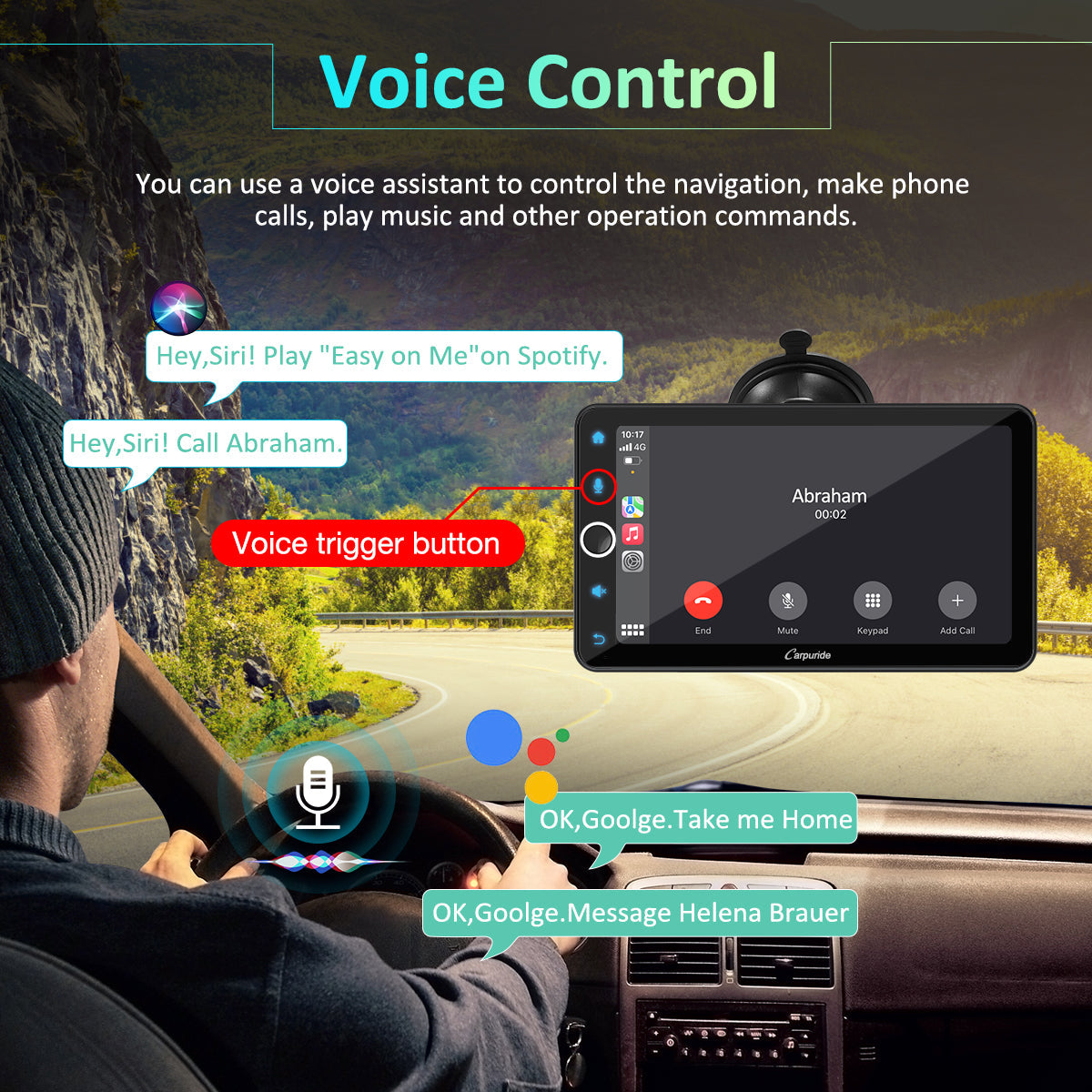 CARPURIDE W706 Wireless Portable Car Stereo with Steering Wheel Control