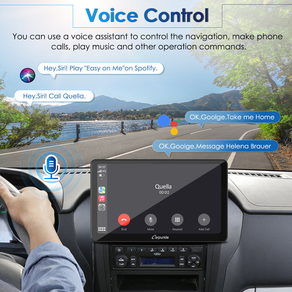 CARPURIDE W101 Portable Smart Multimedia Dashboard Console with Steering Wheel Control Suitable for Larger Vehicles