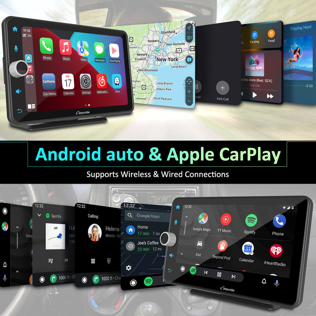 CARPURIDE W706 Wireless Portable Car Stereo with Steering Wheel Control