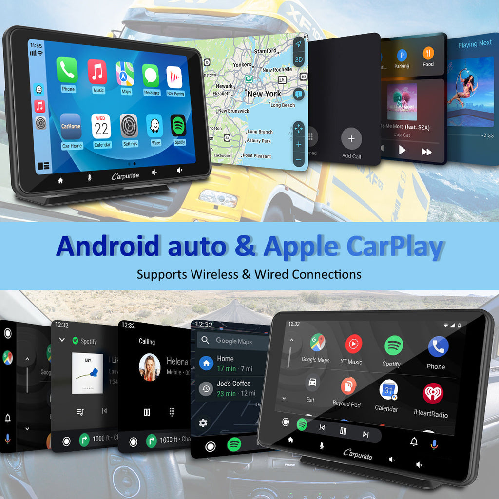 CARPURIDE W708 Wireless Portable Car Stereo with Backup Camera