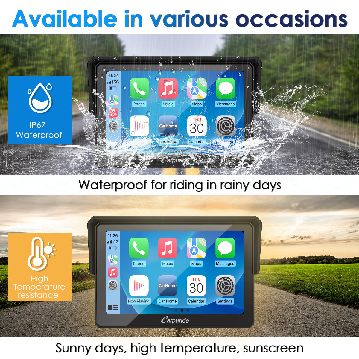 With IP67 waterproofing and heat resistance, you can ride comfortably in both rainy and hot days
