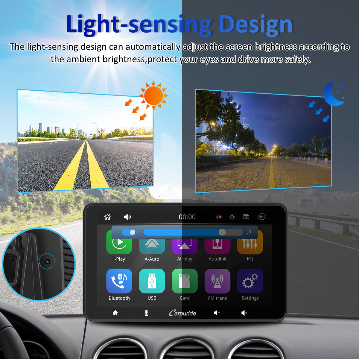CARPURIDE W708 Wireless Portable Car Stereo with Backup Camera