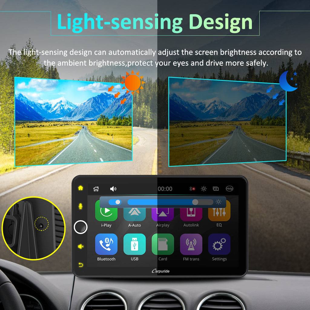 CARPURIDE W706 Wireless Portable Car Stereo with Steering Wheel Control