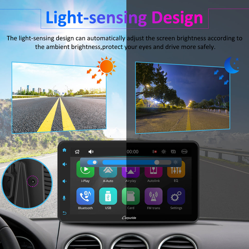 CARPURIDE W707 Wireless Portable Car Stereo  with Steering Wheel Control