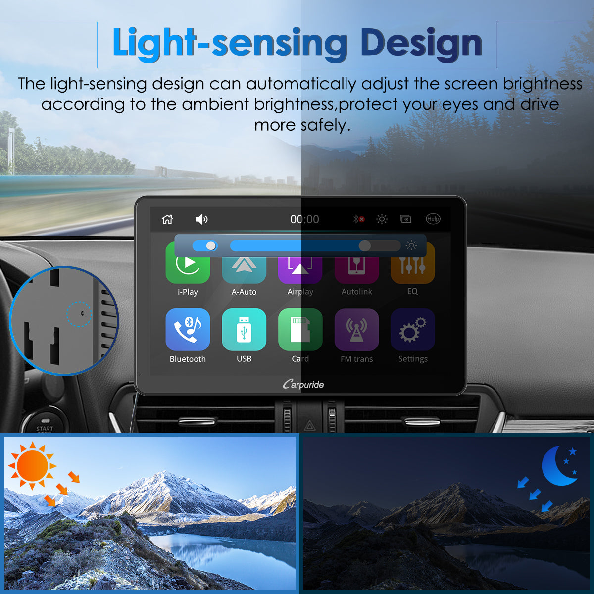 CARPURIDE W101 Portable Smart Multimedia Dashboard Console with Steering Wheel Control Suitable for Larger Vehicles