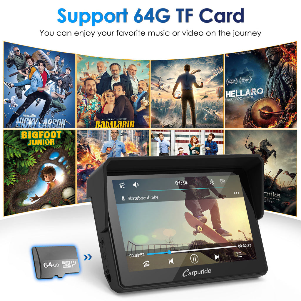 support 64G TF card, enjoy your favorite music or video on the journey