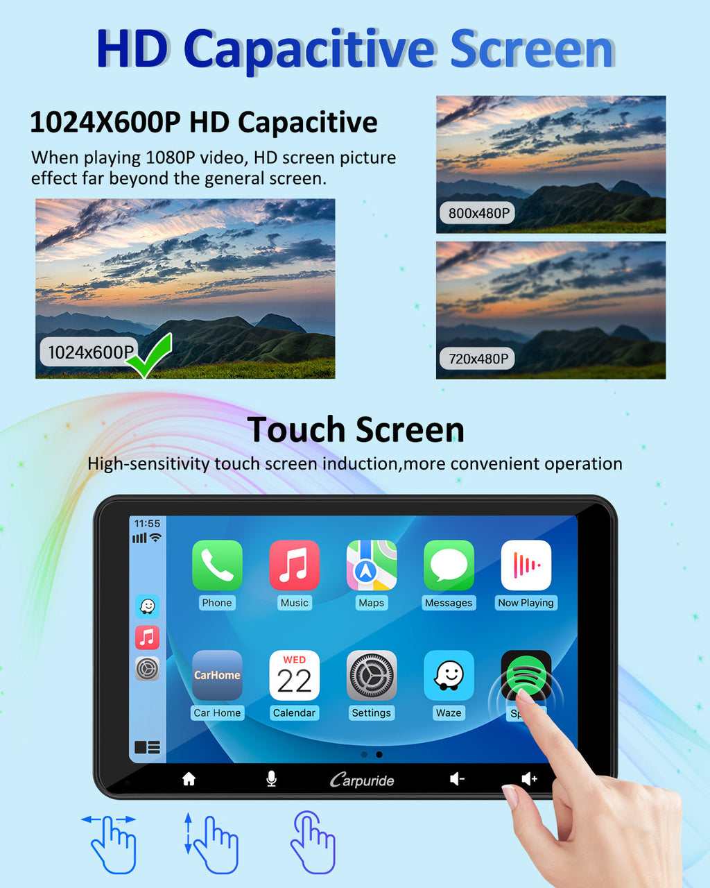 CARPURIDE W708 Wireless Portable Car Stereo with Backup Camera
