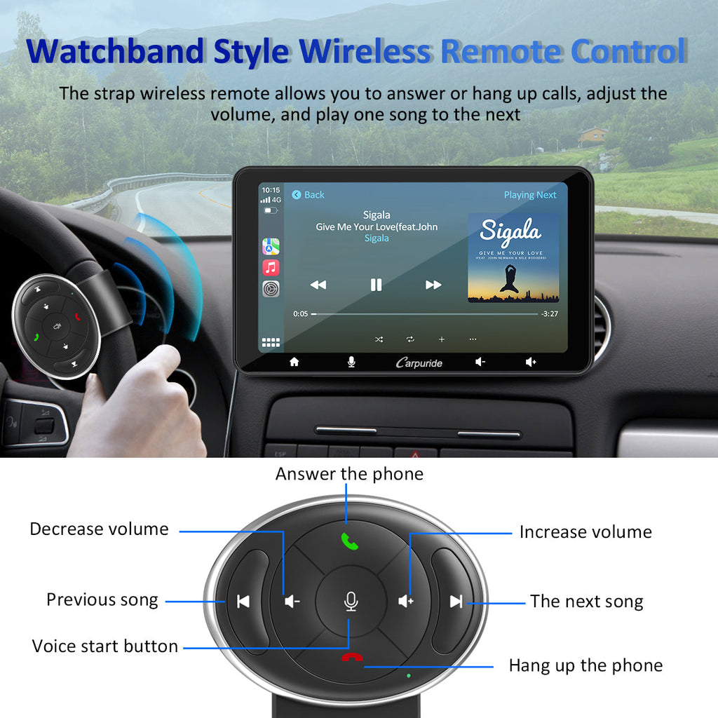 CARPURIDE W708 Wireless Portable Car Stereo with Steering Wheel Control