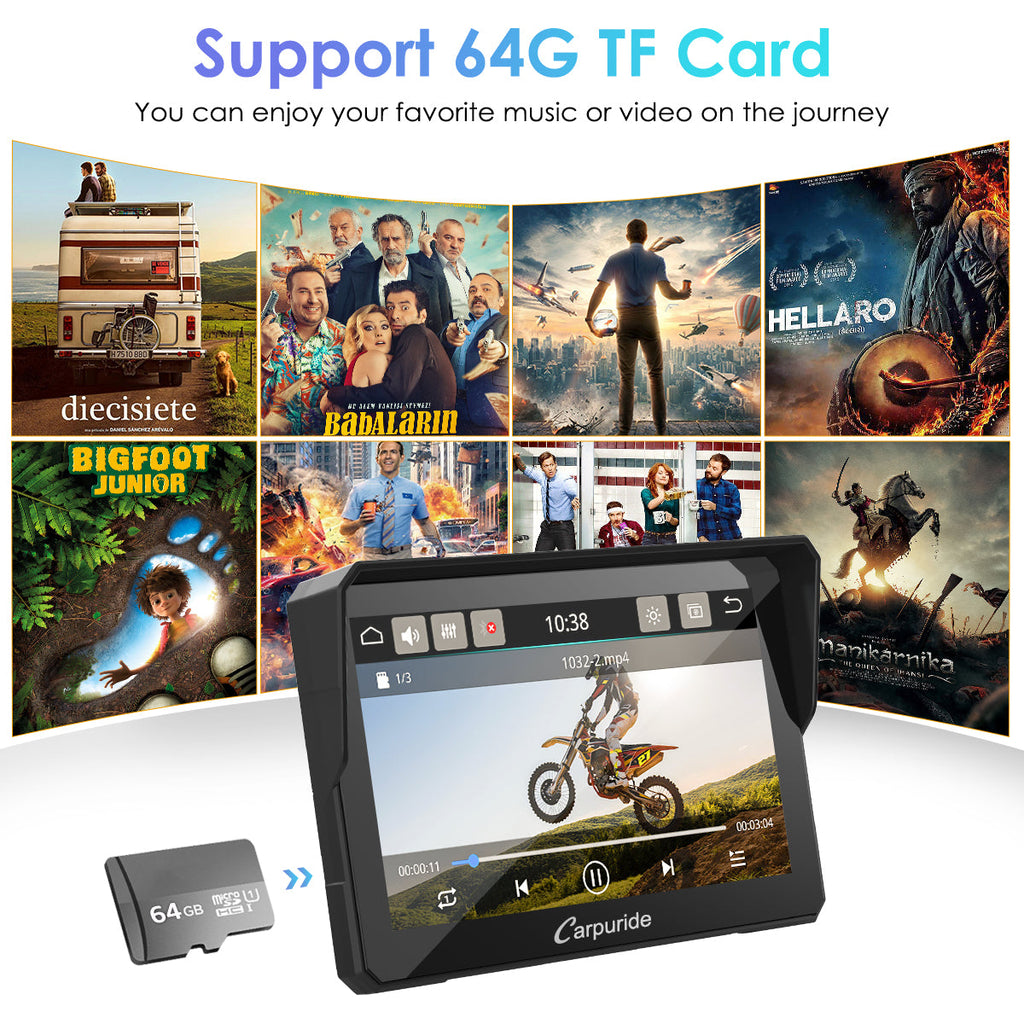 support 64G TF card, enjoy your favorite music or video on the journey
